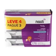 NEEDS Lenço Umedecido Needs Baby Recém-Nascido 176 Unidades NEEDS Tradicional